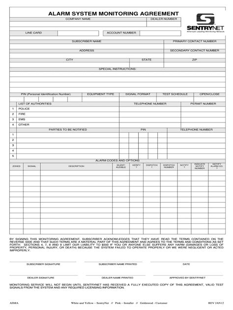 Alarm Monitoring Contract Template Fill Out And Sign Online Dochub