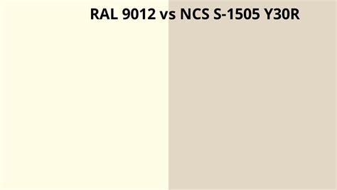 Ral 9012 Vs Ncs S 1505 Y30r Ral Colour Chart Uk