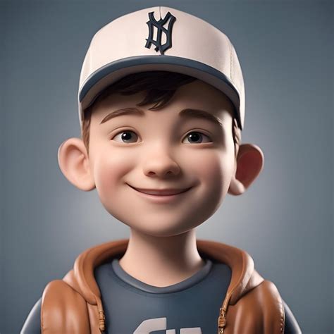 Free Photo 3d Rendering Of A Boy In A Baseball Cap On A Gray Background