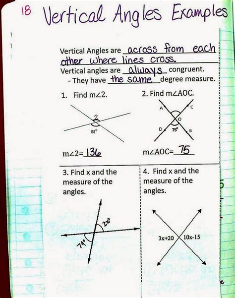 Special Angle Pairs Worksheets