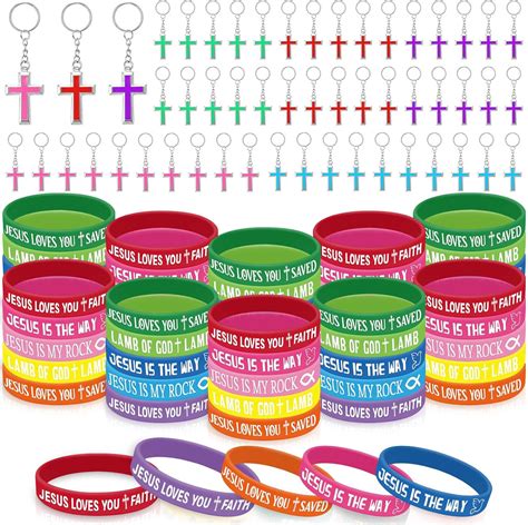 Wettarn 50 Set Jesus Loves You Silicone Bracelets With