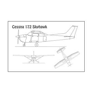 Cessna Skyhawk Airplane Blueprint Drawing Plans B Digital Art By