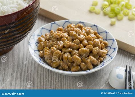 Natto Traditional Japanese Food Made From Fermented Soybeans Stock