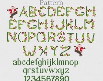 Monogram Font Cross Stitch Pattern Christmas Alphabet Etsy