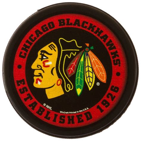 Chicago Blackhawks Red And Black Indian Head Logo Puck By Wincraft