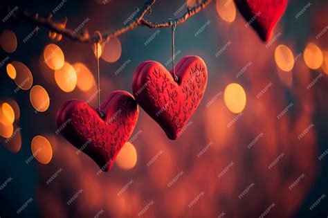 Saint Valentin Amour Beau Coeur Suspendu à Une Branche Darbre Ai