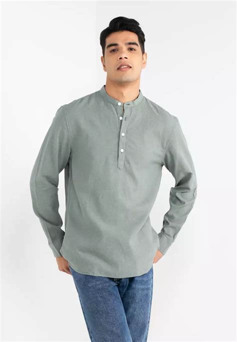 Buy Giordano Men S Linen Long Sleeve Shirt Online Zalora