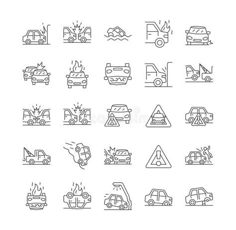 Icono De La Línea De Accidentes De Coche Ilustración Del Vector Ilustración De Desastre