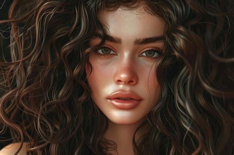 Premium Photo Beautiful Brunette With Long Shiny Curly Hair