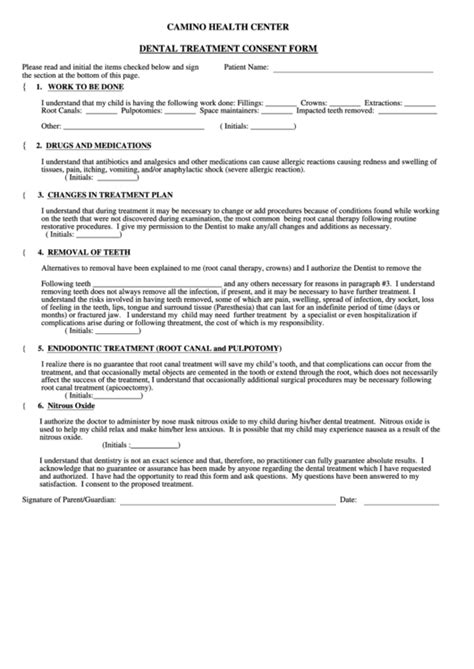 Printable Dental Examination Form