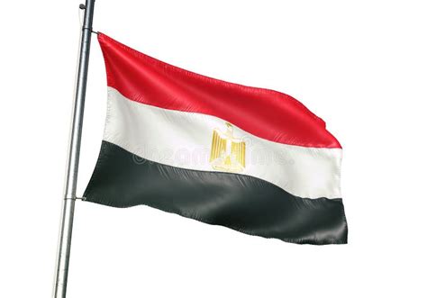 Egypt National Flag Waving Isolated On White Background Realistic 3d