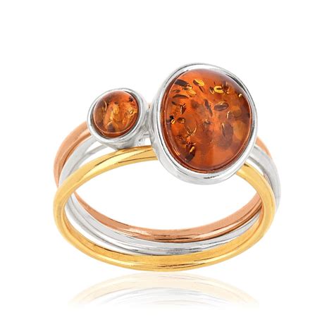 Bague Argent Tons Ambre Femme Bague Maty