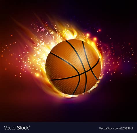 Flying Basketball On Fire Royalty Free Vector Image