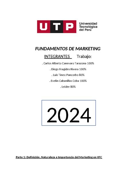 Fundamentos Marketing TA1 Word FUNDAMENTOS DE MARKETING INTEGRANTES