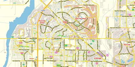 Phoenix Arizona Us Pdf Map Vector Exact City Plan Low Detailed Street