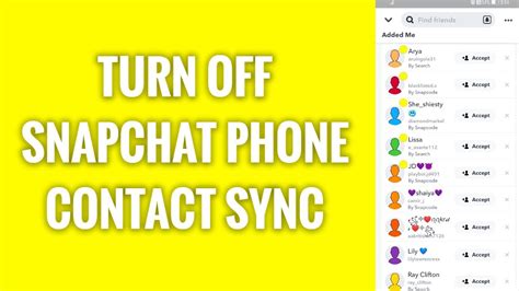 How To Turn Off Snapchat Phone Contact Sync Youtube