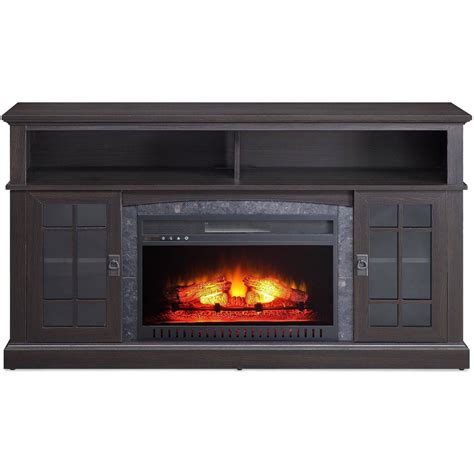 Media Fireplace Tv Stand Tvs Up To 65 Black White Electric Heater Center Wood Ebay