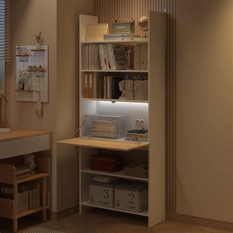 Brayden Studio Modern Ladder-Style Bookshelf With Drop-Down Desk And