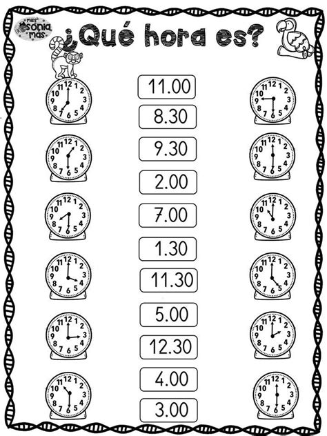 Pin De Carmen Barraza Pi A En El Reloj Hojas De Trabajo De