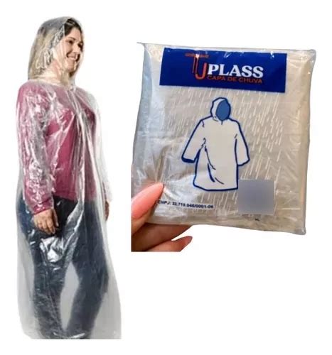 Kit 100 Capas De Chuva Descartável Transparente Unisex Parcelamento