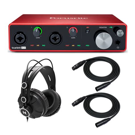 Focusrite Scarlett I Usb Audio Interface With Headphones Xlr Cables