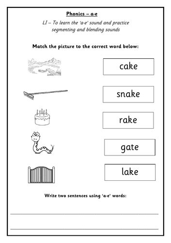 A E Phonics Worksheets A E Split Digraph Magic E Teaching Resources