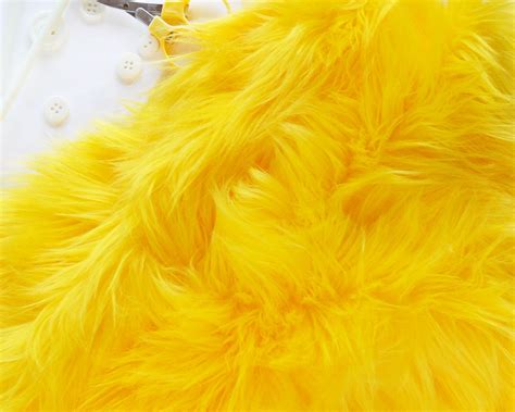 Yellow Fur Fabric in Craft Squares Yellow Faux Fur Yellow