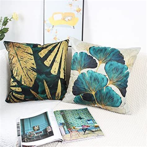 Decorative Teal And Gold Throw Pillow Covers X Set Of Outdoor