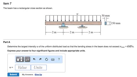 Solved Item 7 The Beam Has A Rectangular Cross Section As Chegg