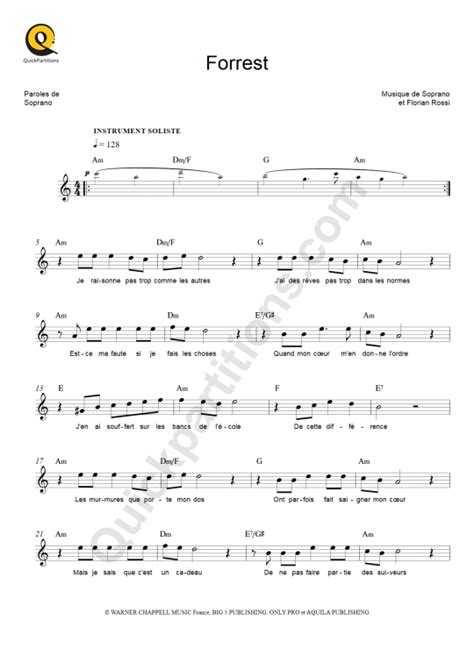 Partition Pour Instruments Solistes Forrest De Soprano