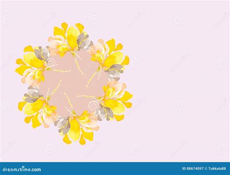 Yellow Flowers Circle Bouquet On White Background Illustration Stock