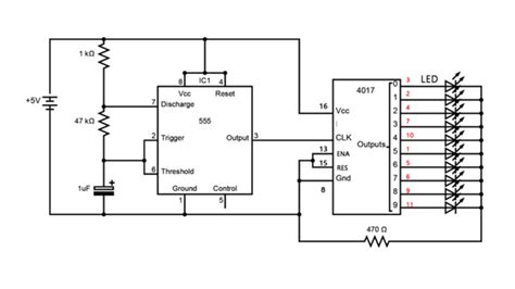 Sequential Led Flasher Using 4017 And 555 Timer Eleobo