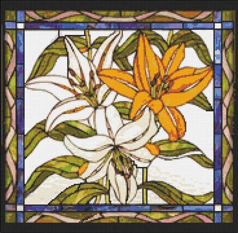 Stained Glass Lilies Counted Cross Stitch Patterb PDF Down Load 270 Etsy