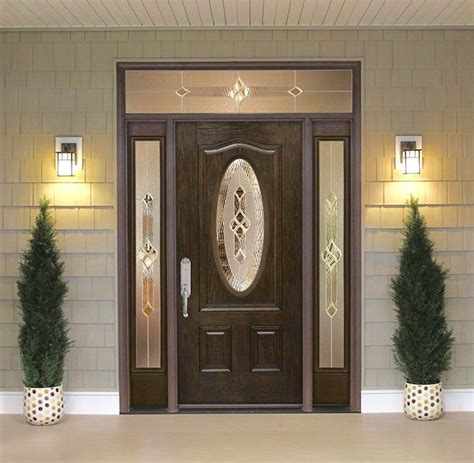 3 4 Deluxe Oval Lite 2 Panel Fiberglass Exterior Door With Decorative