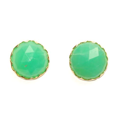 Natural Chrysoprase Stud Earrings 18k Yellow Gold Jewelry EBay