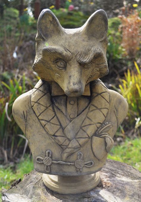 Fox Garden Ornament Bust Frost Proof Stone Statue Original Etsy Uk