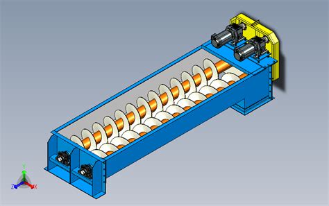 双螺旋输送机 Solidworks 2018 模型图纸下载 懒石网