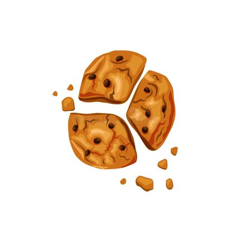 Bitten Cookies With Chocolate Chips On A White Isolated Background