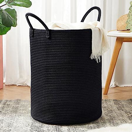 Amazon Goodpick Black Woven Rope Laundry Basket Tall Modern