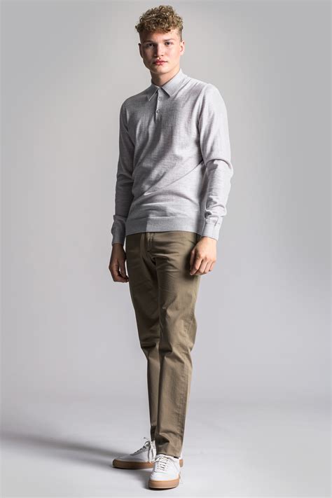 Taupe Chino Tapered Cotton Stretch Trouser Asket Mens Chinos