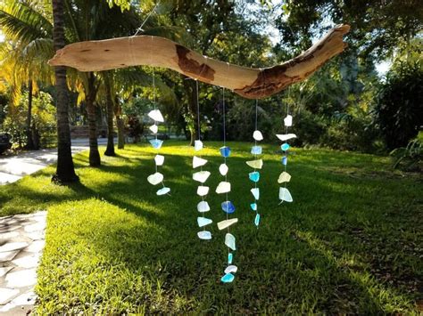 Sea Glass Sun Catcher Driftwood Wind Chime Bohemian Decor Etsy