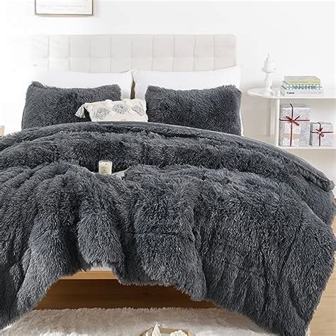 Amazon Wajade Plush Shaggy Ombre Grey Comforter Set Pieces Full