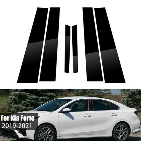 6Pcs Car Window Pillar Posts Door Trim Stickers Kits Black For Kia