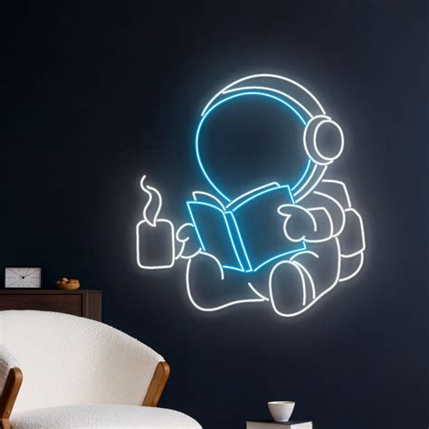 Handmadetneonsign Astronaut Reading Book Neon Sign Astronaut Reads