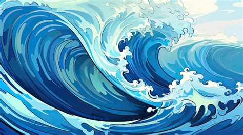 Premium Photo Vibrant Ocean Waves In Blue