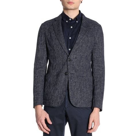 Emporio Armani Cotton Blazer Men In Blue For Men Lyst