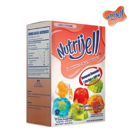 Nutrijell Jelly Powder Agar Agar 1box 12 Sachets Leci Lychee