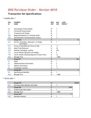 Fillable Online 850 Purchase Order Version 4010 McLane Fax Email