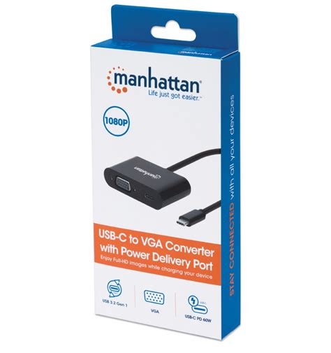 Adattatore Convertitore Usb C™ Maschio Vga Femmina Con Power Delivery Iadap Usb31 Vgampd Manhattan