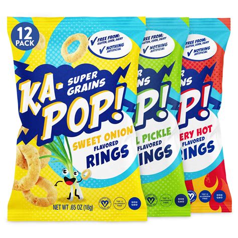 Ka Pop Popped Rings Variety Pack 12 Pack 4 Sweet Onion 4 Dill Pickle